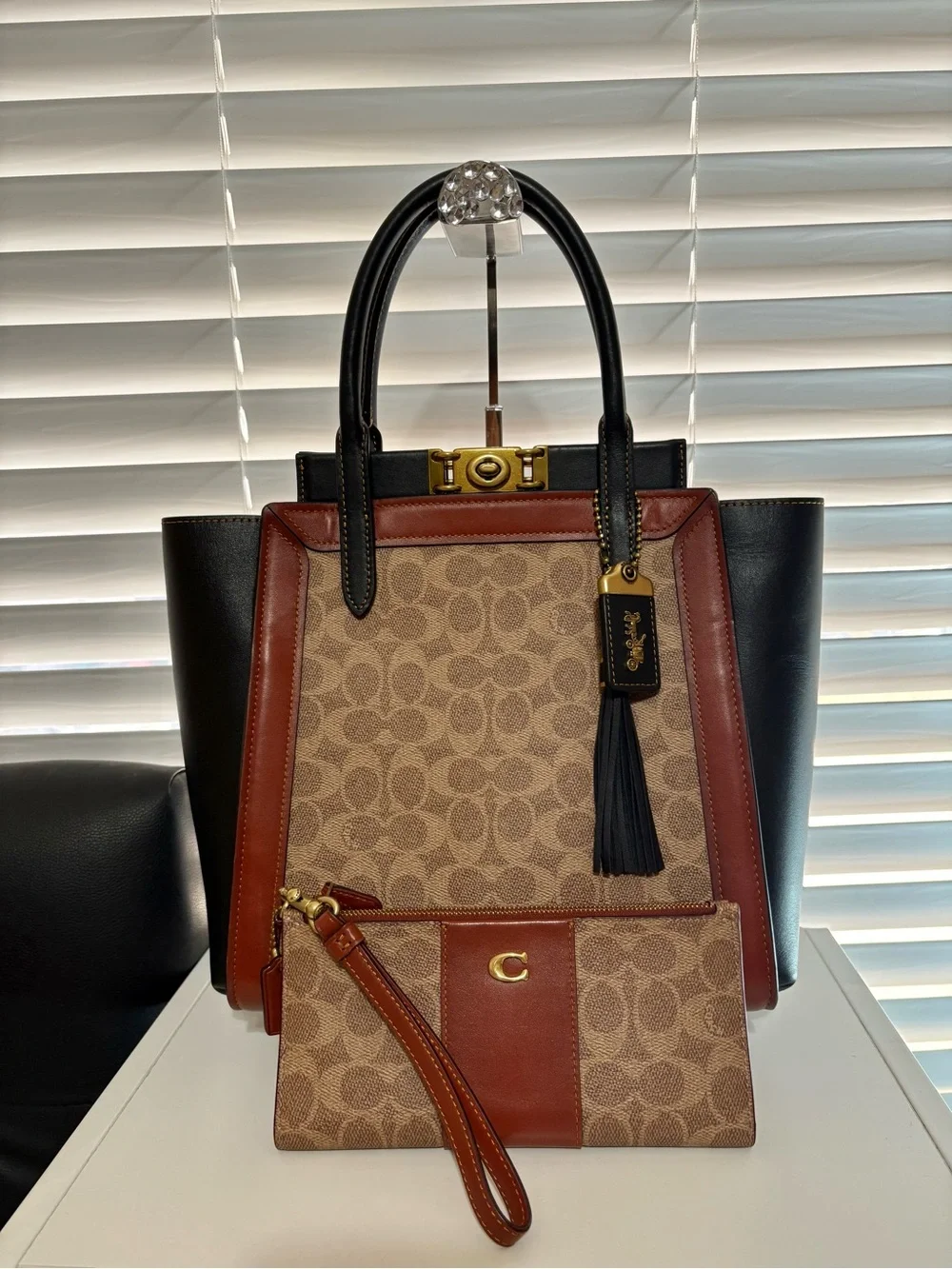 COACH 1941 Troupe Tote Luxury Signature Canvas Colorblock Bag & Wallet Set